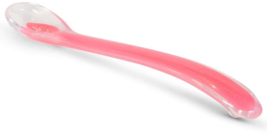 Ложка силиконовая BABOO, розовая, 6+ мес (10-013) фото 2