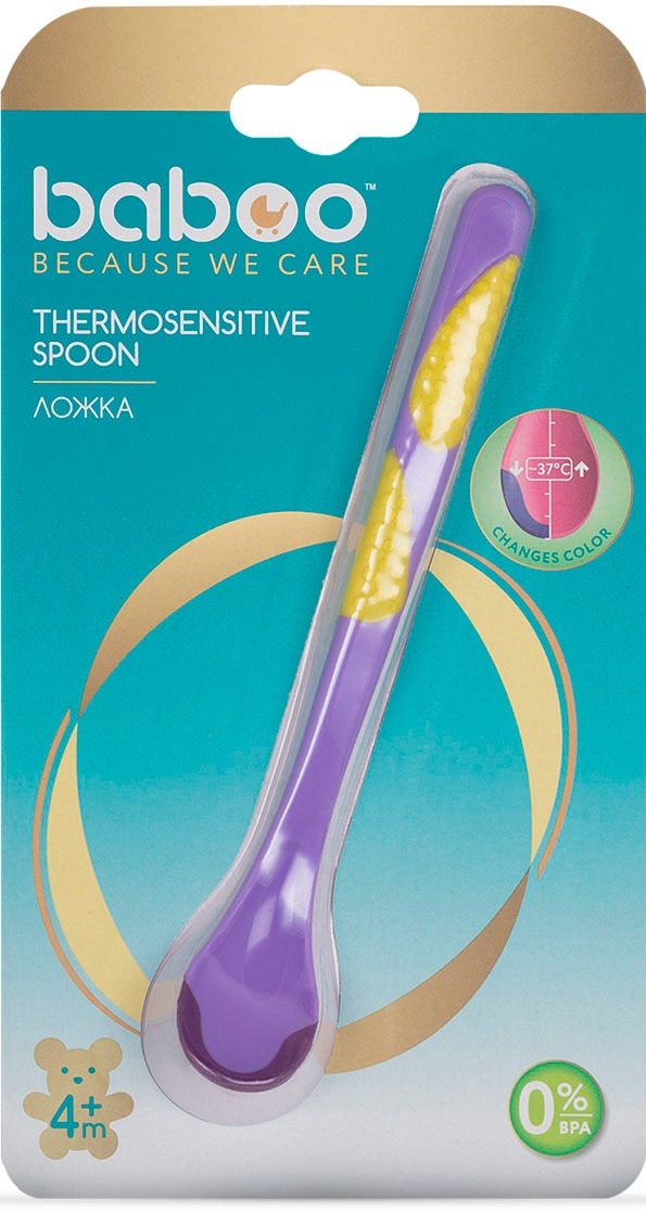 Термочувствительная ложка BABOO, фиолетовая, 4+ мес (10-028) фото 4