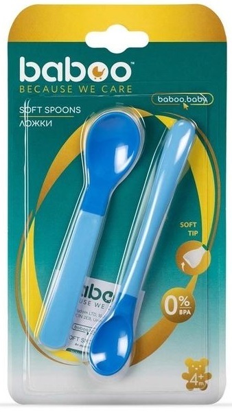 Мягкие ложки BABOO (2 шт) синие, 4+ мес (10-033) фото 4