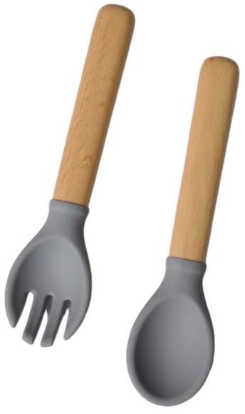 Ложка и вилка силиконовые MinikOiOi Dig In - Powder Grey (101060057) фото 2