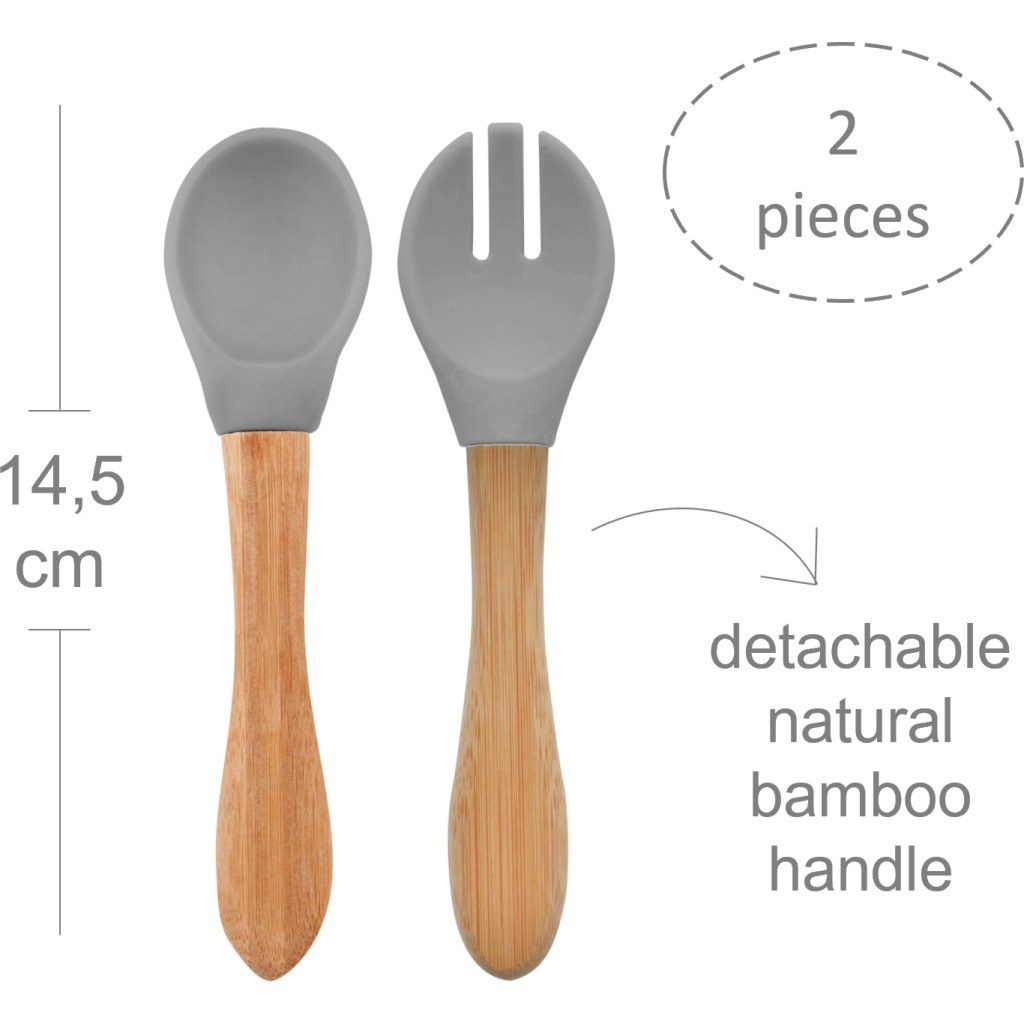 Ложка и вилка силиконовые MinikOiOi Dig In - Powder Grey (101060057) фото 3