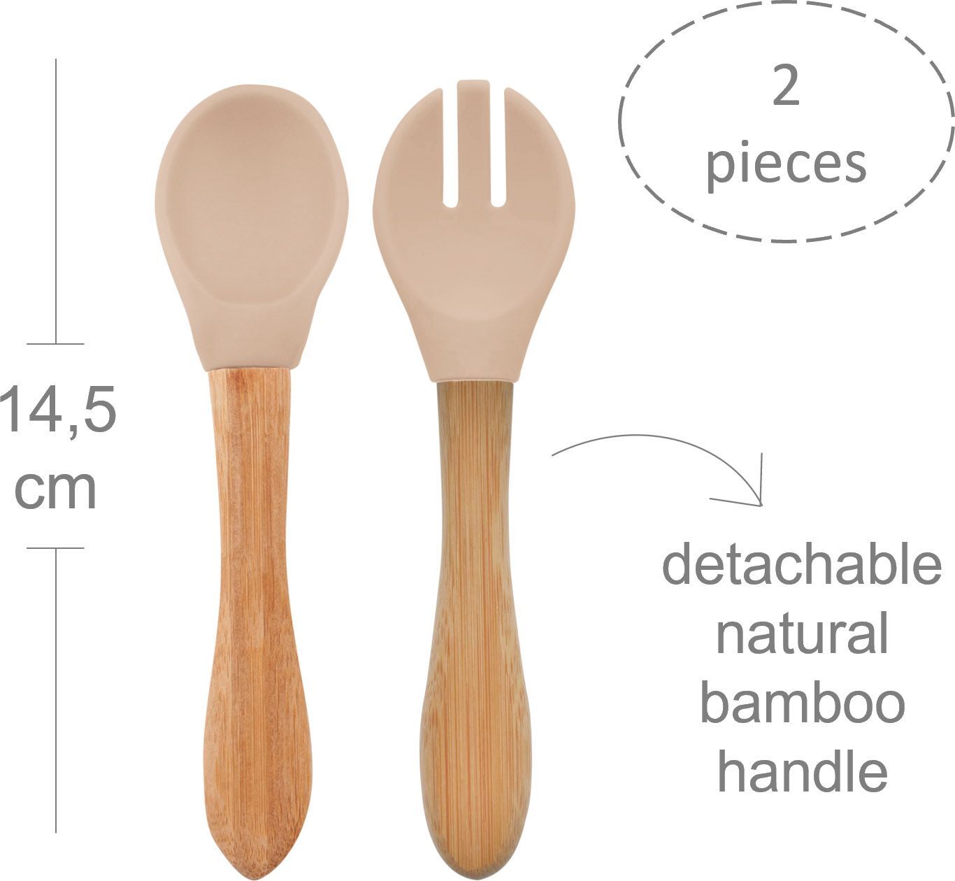 Ложка та виделка силіконові MinikOiOi Dig In - Bubble Beige (101060060)фото2