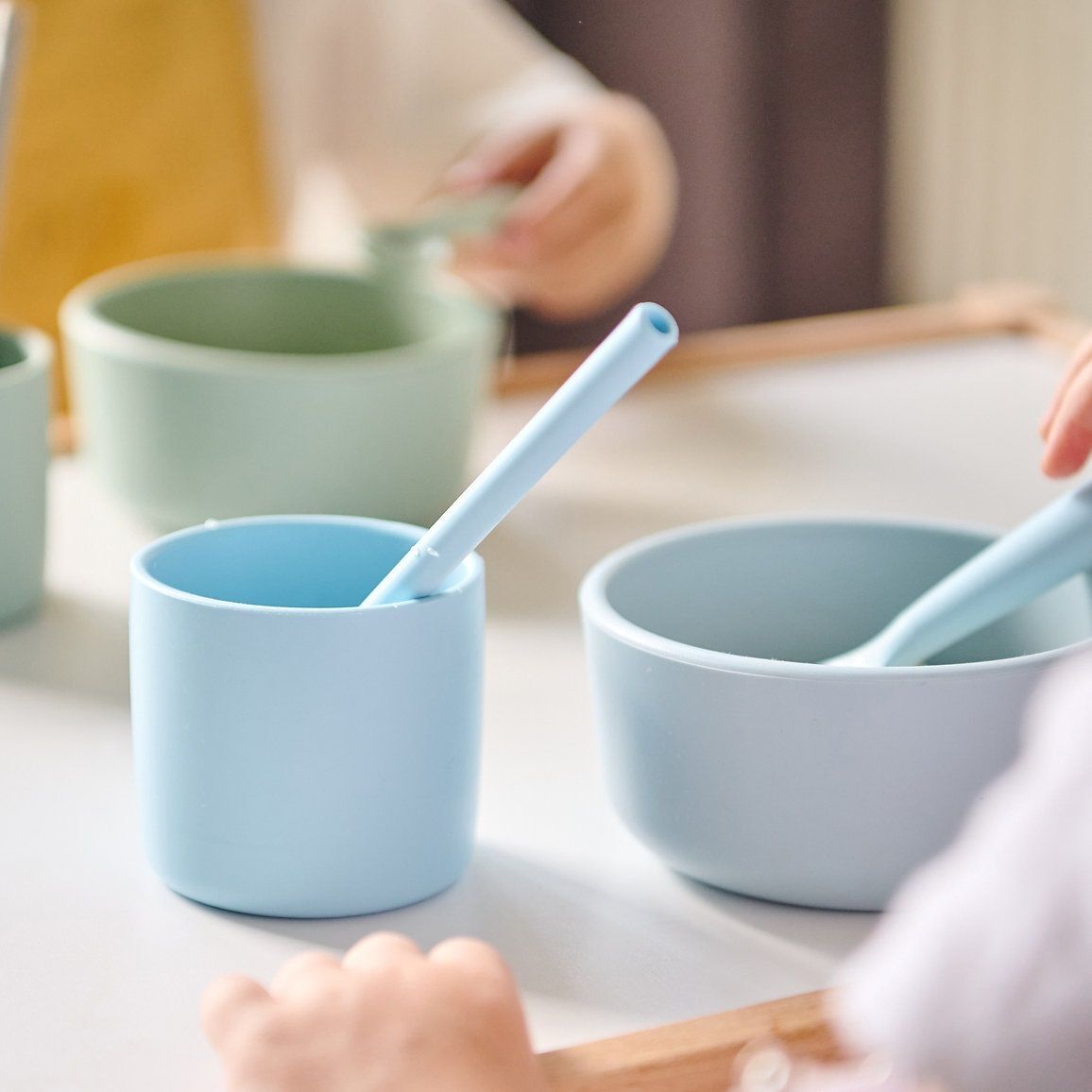 Глибока тарілка силіконова MinikOiOi Bowl - Mineral Blue (101080103)фото2