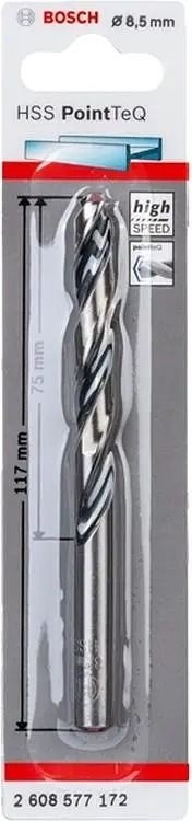 Свердло по металу Bosch PointTeQ 8.5х75х117мм (2.608.577.172)фото