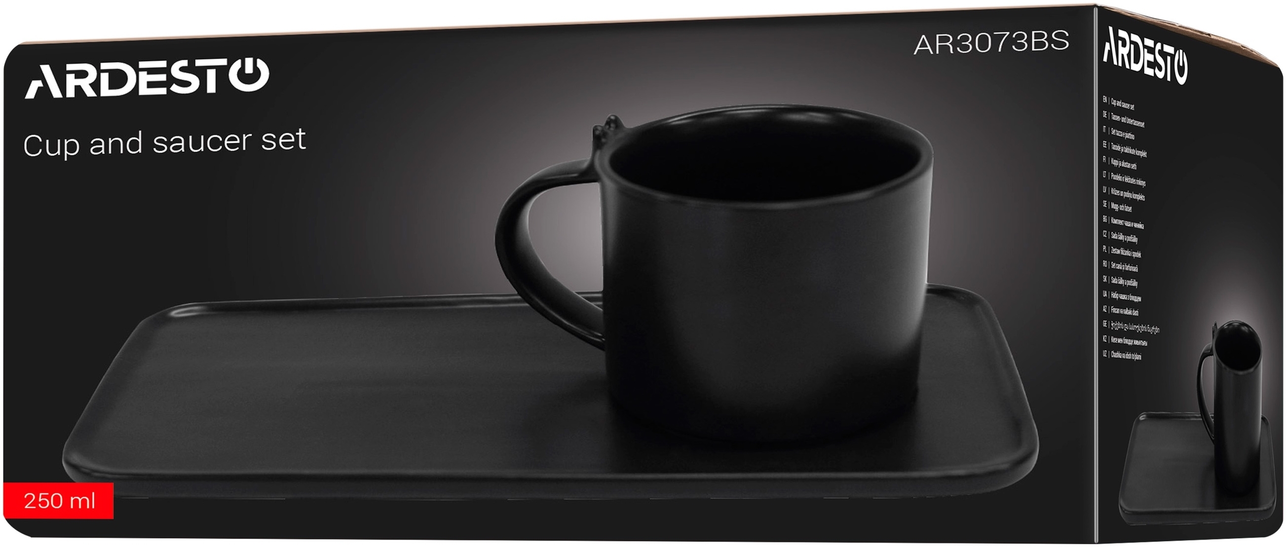 Набор чашки с блюдцем ARDESTO, 250мл, фарфор, черный (AR3073BS) фото 6