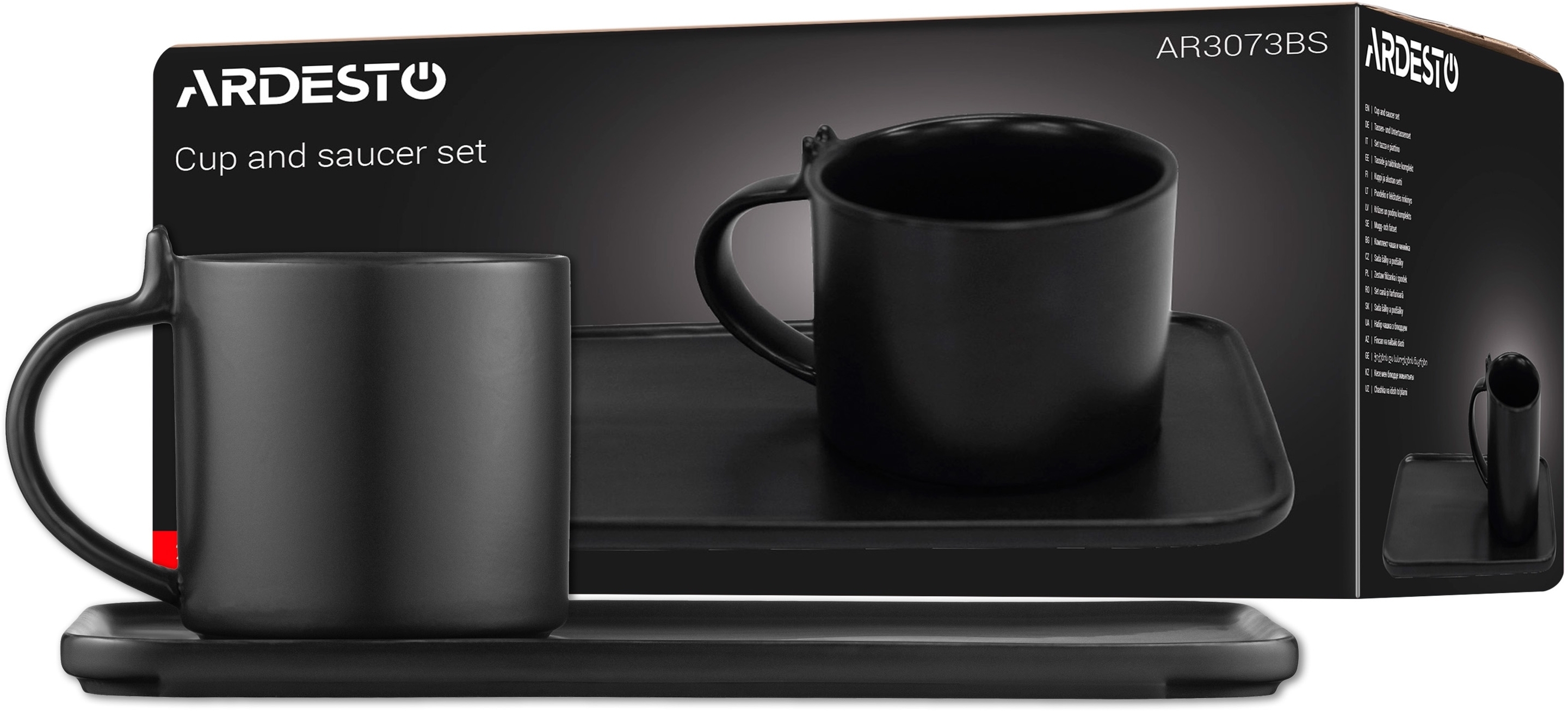 Набор чашки с блюдцем ARDESTO, 250мл, фарфор, черный (AR3073BS) фото 5