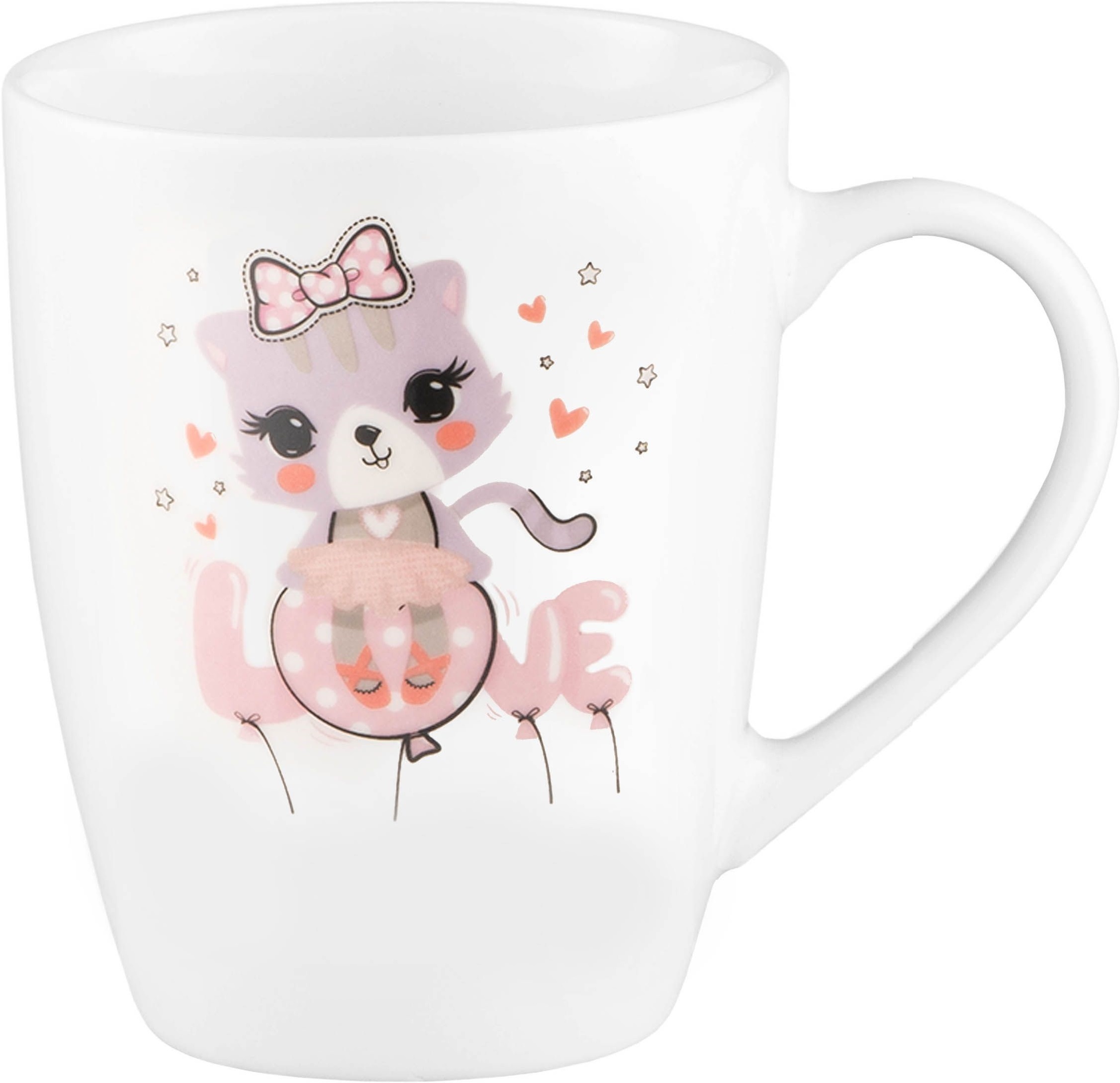 Чашка с ложкой ARDESTO Love, 320мл, фарфор, нержавеющая сталь, белый (AR3042BS) фото 3