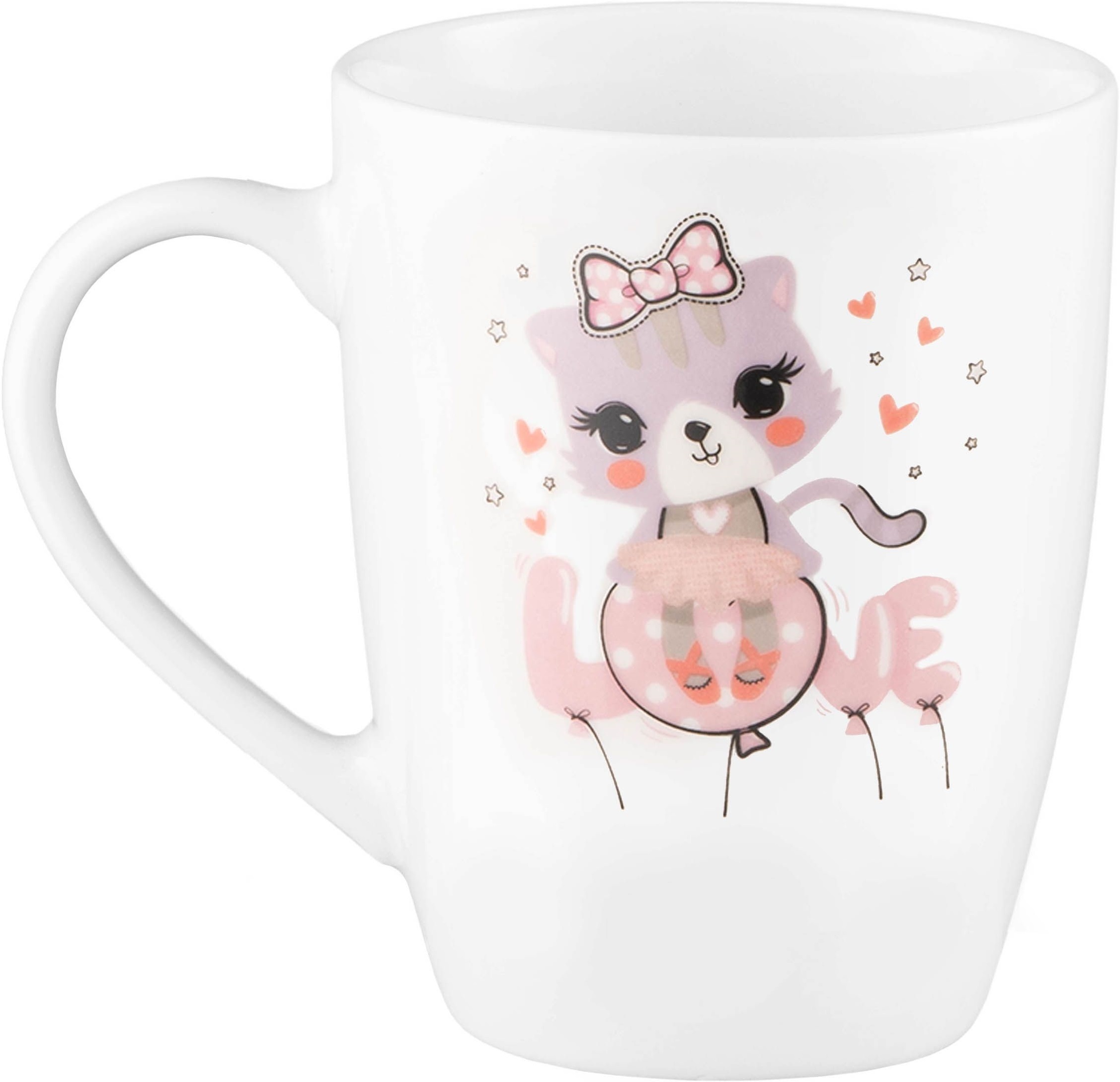 Чашка с ложкой ARDESTO Love, 320мл, фарфор, нержавеющая сталь, белый (AR3042BS) фото 2