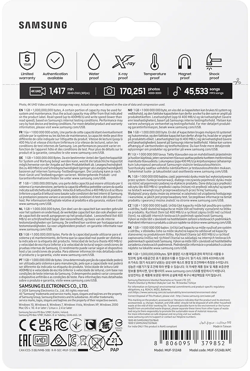 Накопитель Samsung 512GB USB 3.1 Type-A Fit Plus (MUF-512AB/APC) фото 