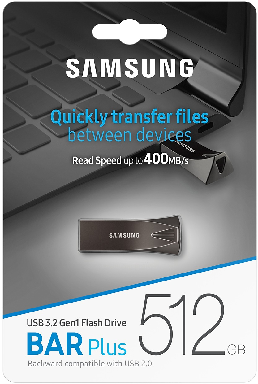 Накопитель Samsung 512GB USB 3.1 Type-A Bar Plus Grey (MUF-512BE4/APC) фото 