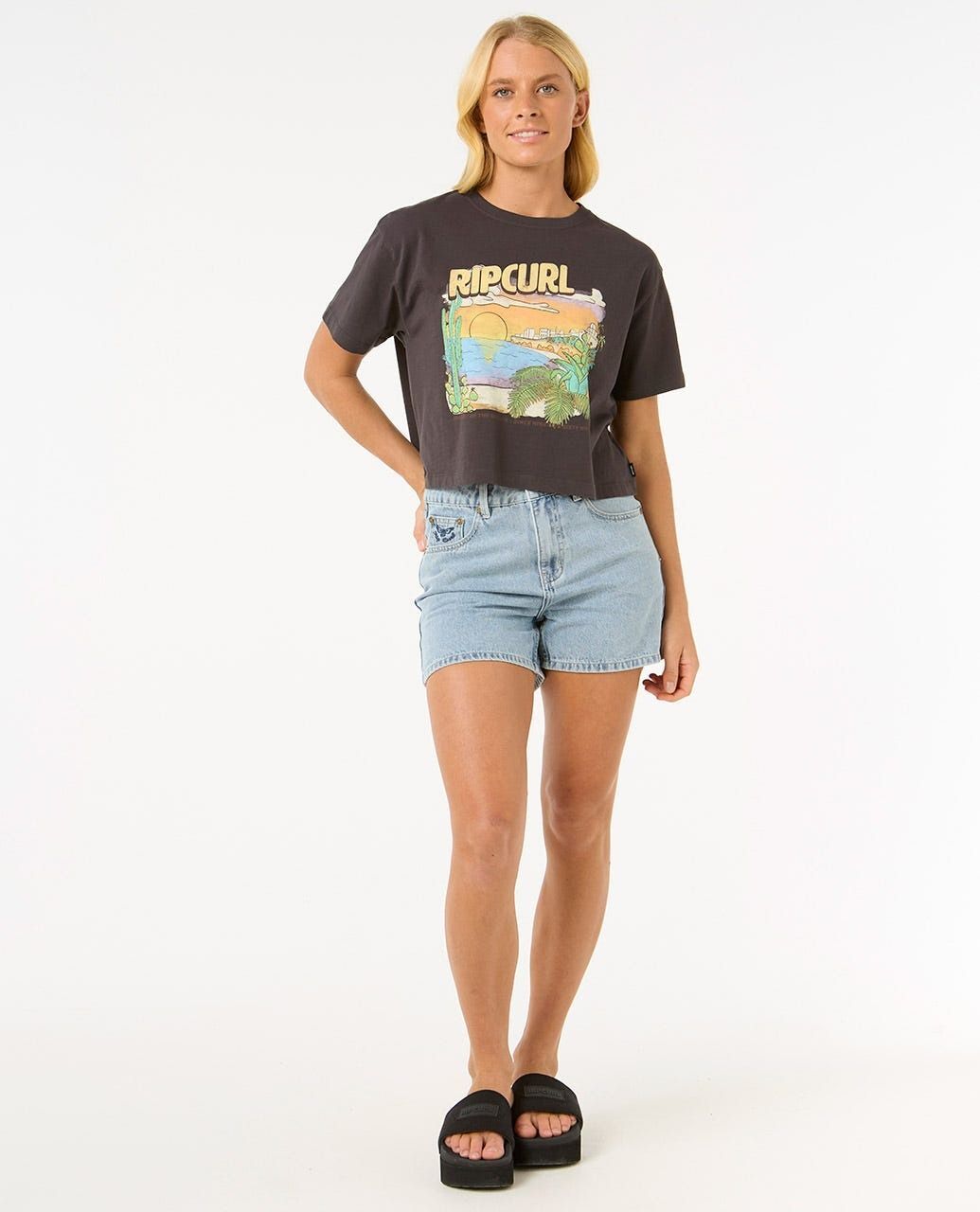 Футболка женская Rip Curl La Paloma Crop Tee 0FHWTE_8264 S черная фото 6