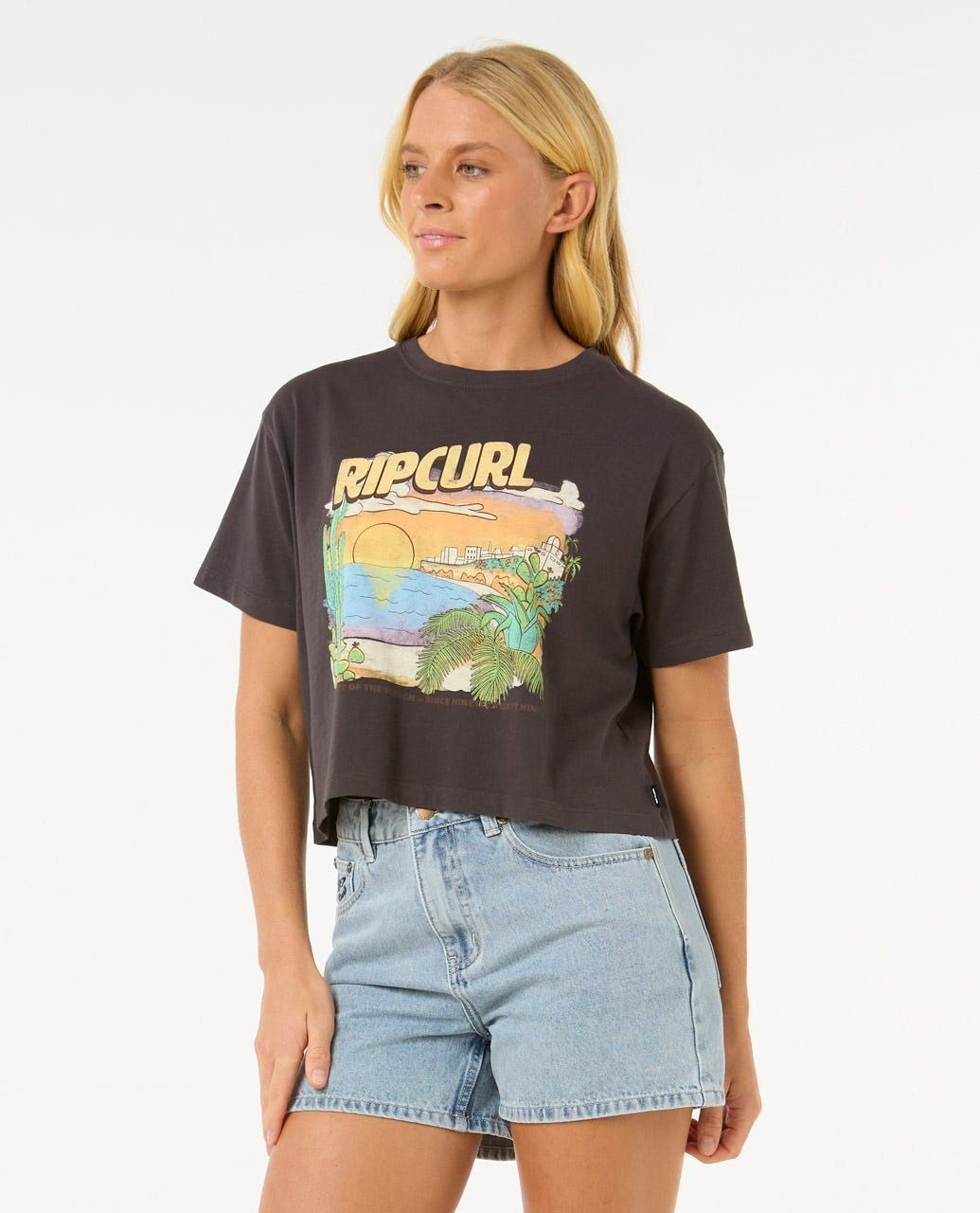 Футболка женская Rip Curl La Paloma Crop Tee 0FHWTE_8264 S черная фото 3