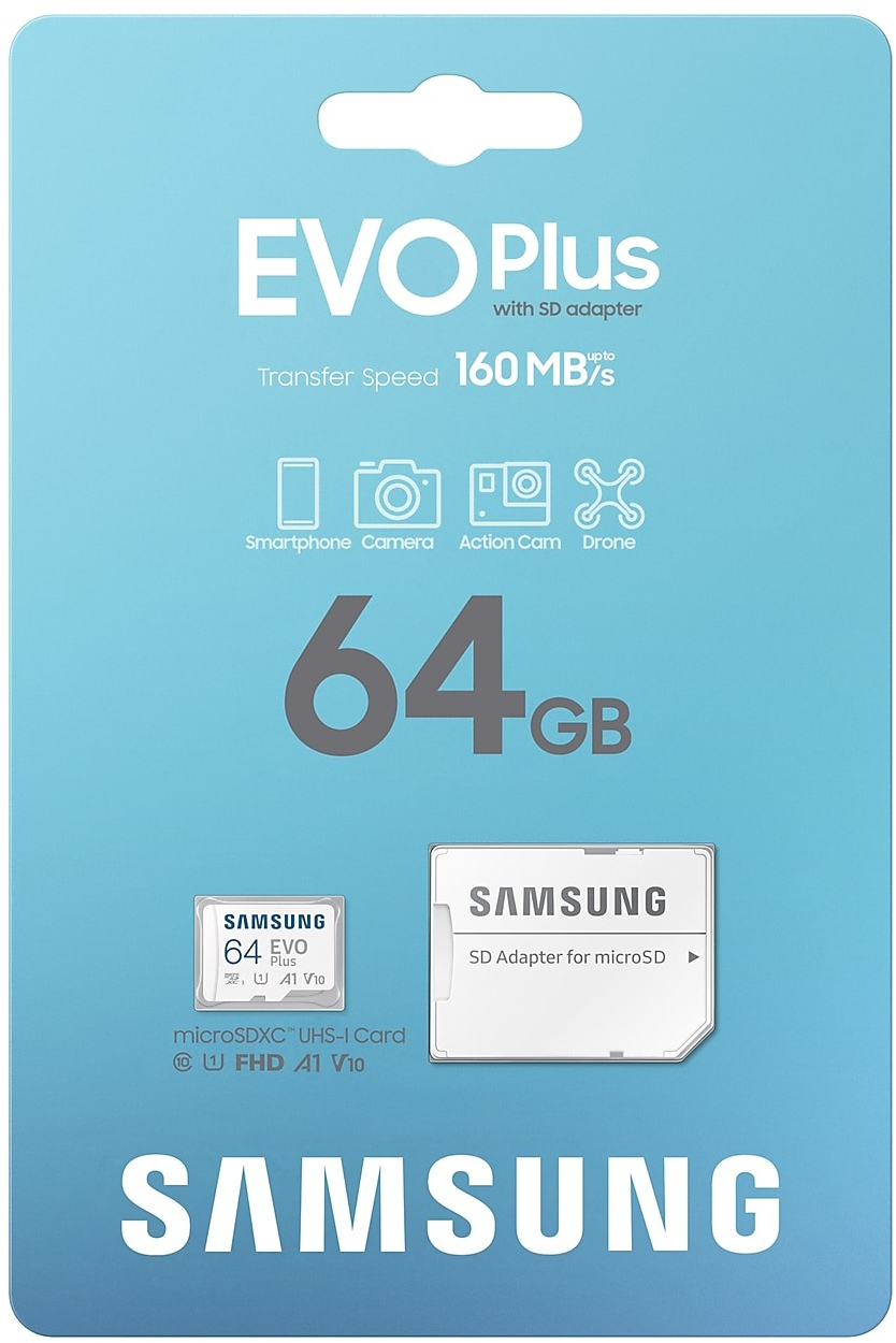 Карта памяти Samsung microSDXC 64GB C10 UHS-I R130MB/s Evo Plus + SD (MB-MC64SA/EU) фото 8