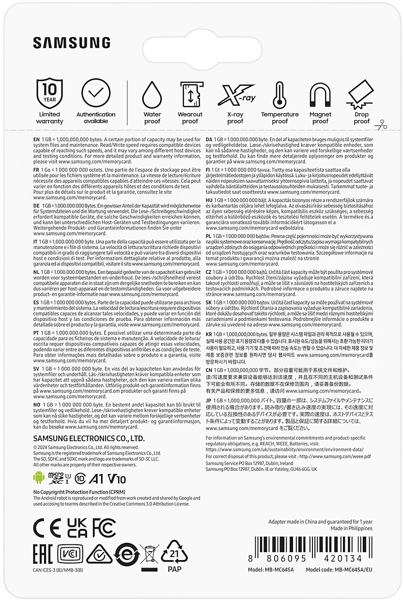 Карта памяти Samsung microSDXC 64GB C10 UHS-I R130MB/s Evo Plus + SD (MB-MC64SA/EU) фото 9