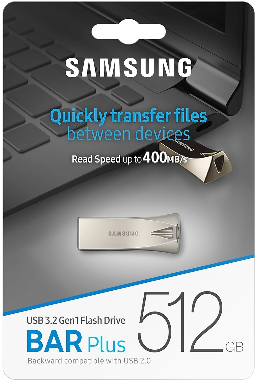 Накопичувач Samsung 512GB USB 3.1 Type-A Bar Plus Silver (MUF-512BE3/APC)фото