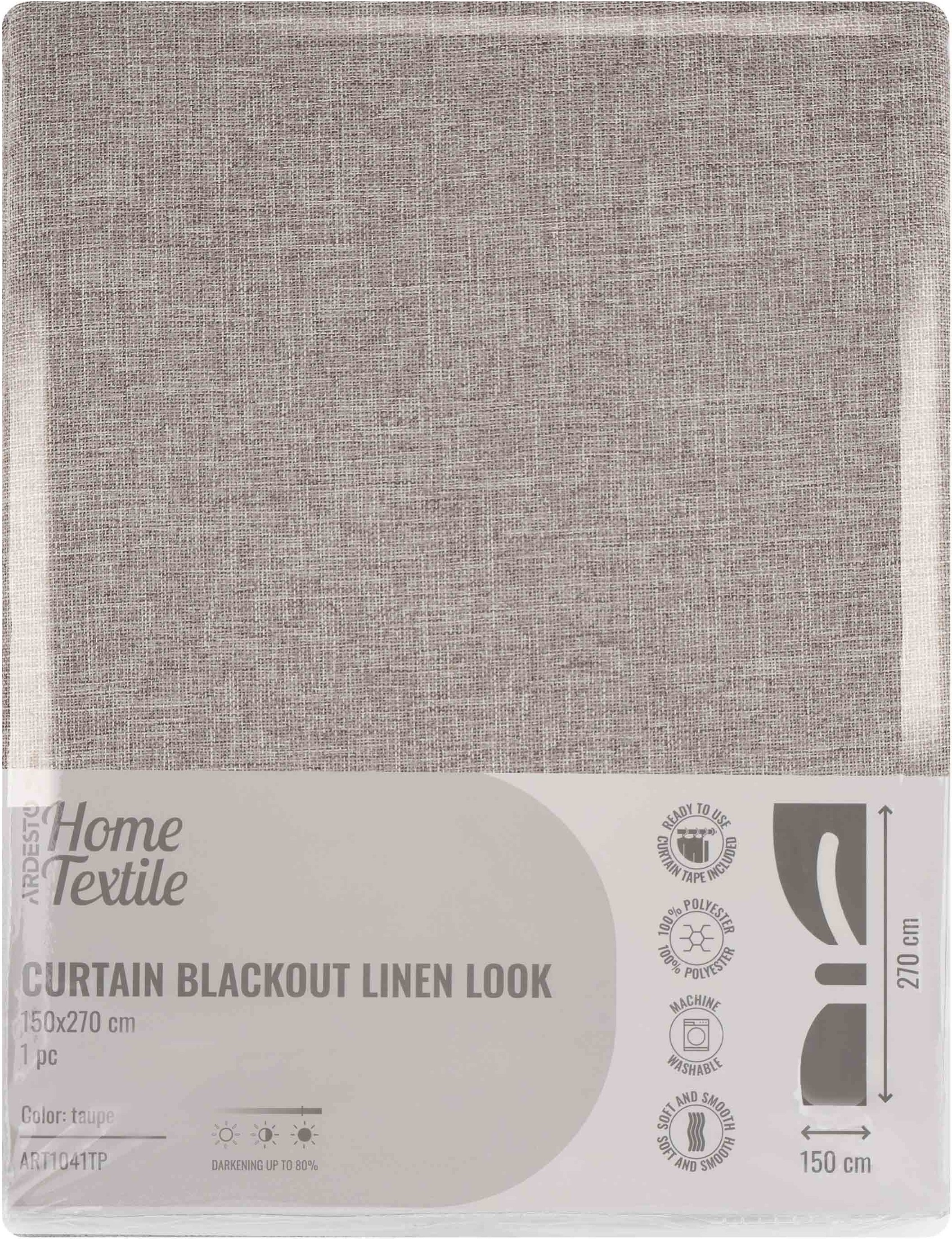 Штора ARDESTO 150х270см, блекаут рогожка, 100% поліестер, тауп (ART1041TP)фото6