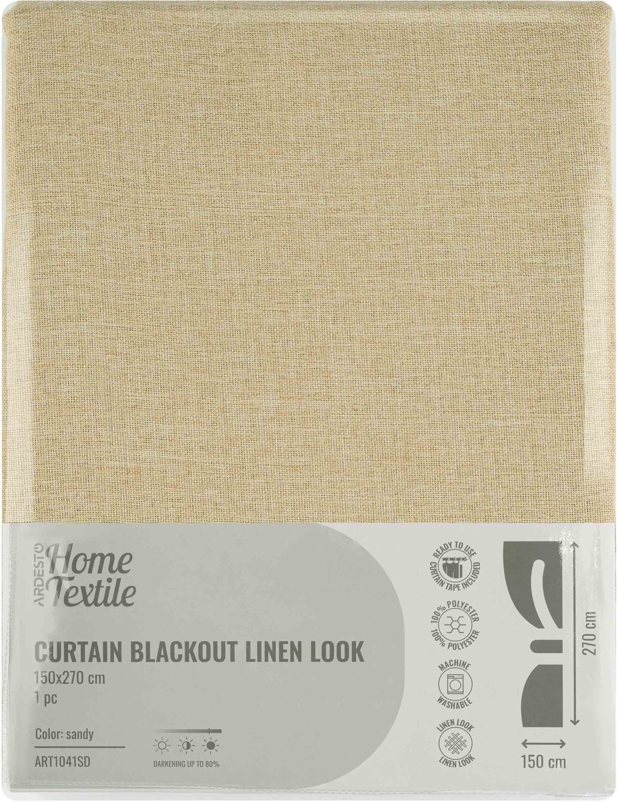 Штора ARDESTO 150х270см, блекаут рогожка, 100% полиэстер, песочный (ART1041SD) фото 6