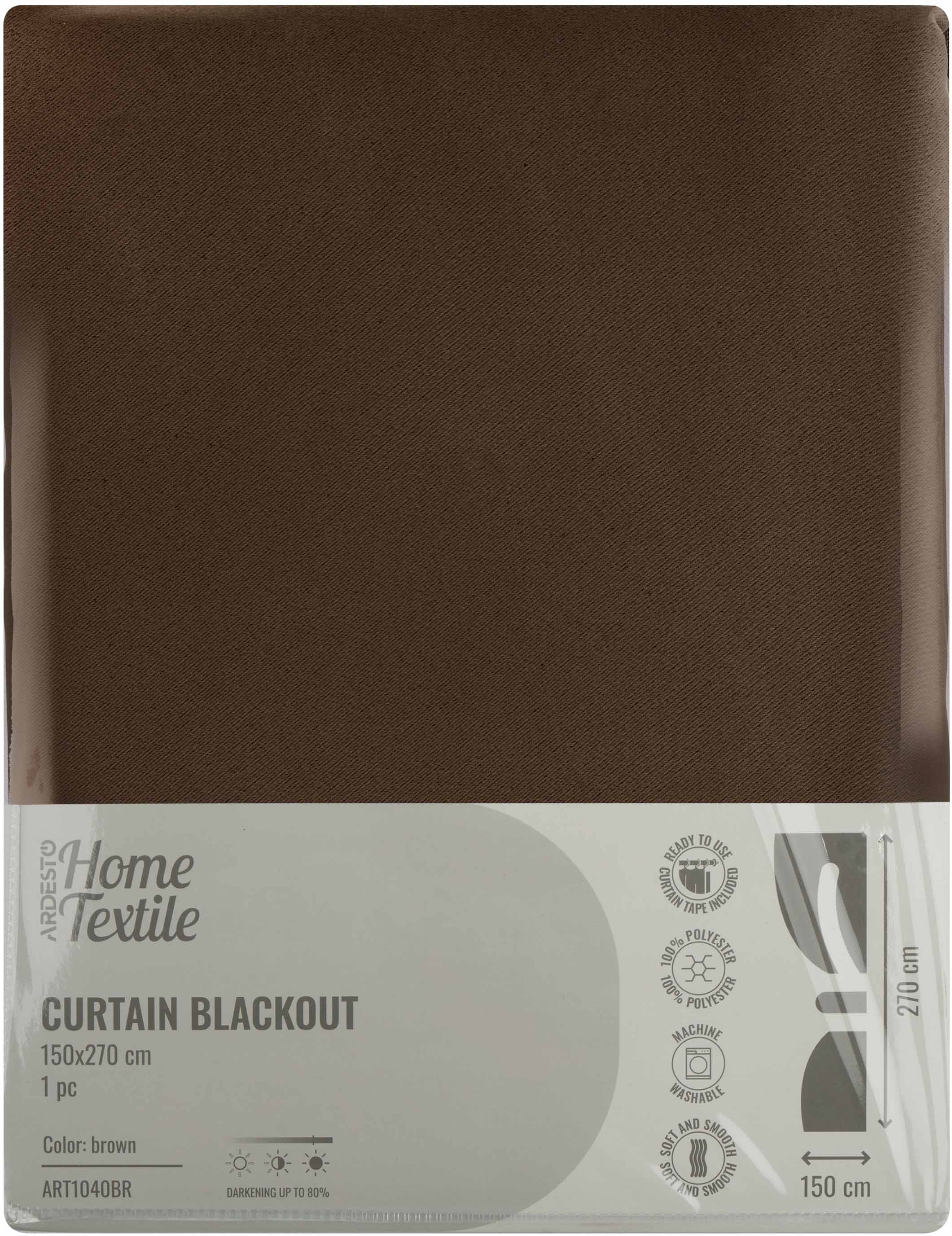 Штора ARDESTO 150х270см, блекаут, 100% полиэстер, коричневый (ART1040BR) фото 6