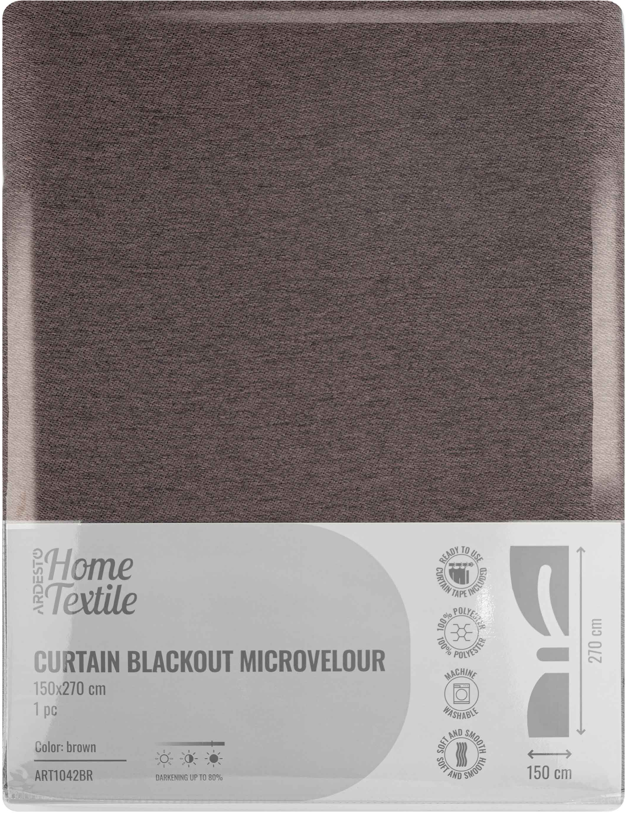 Штора ARDESTO 150х270см, блекаут микровелюр, 100% полиэстер, коричневый (ART1042BR) фото 6