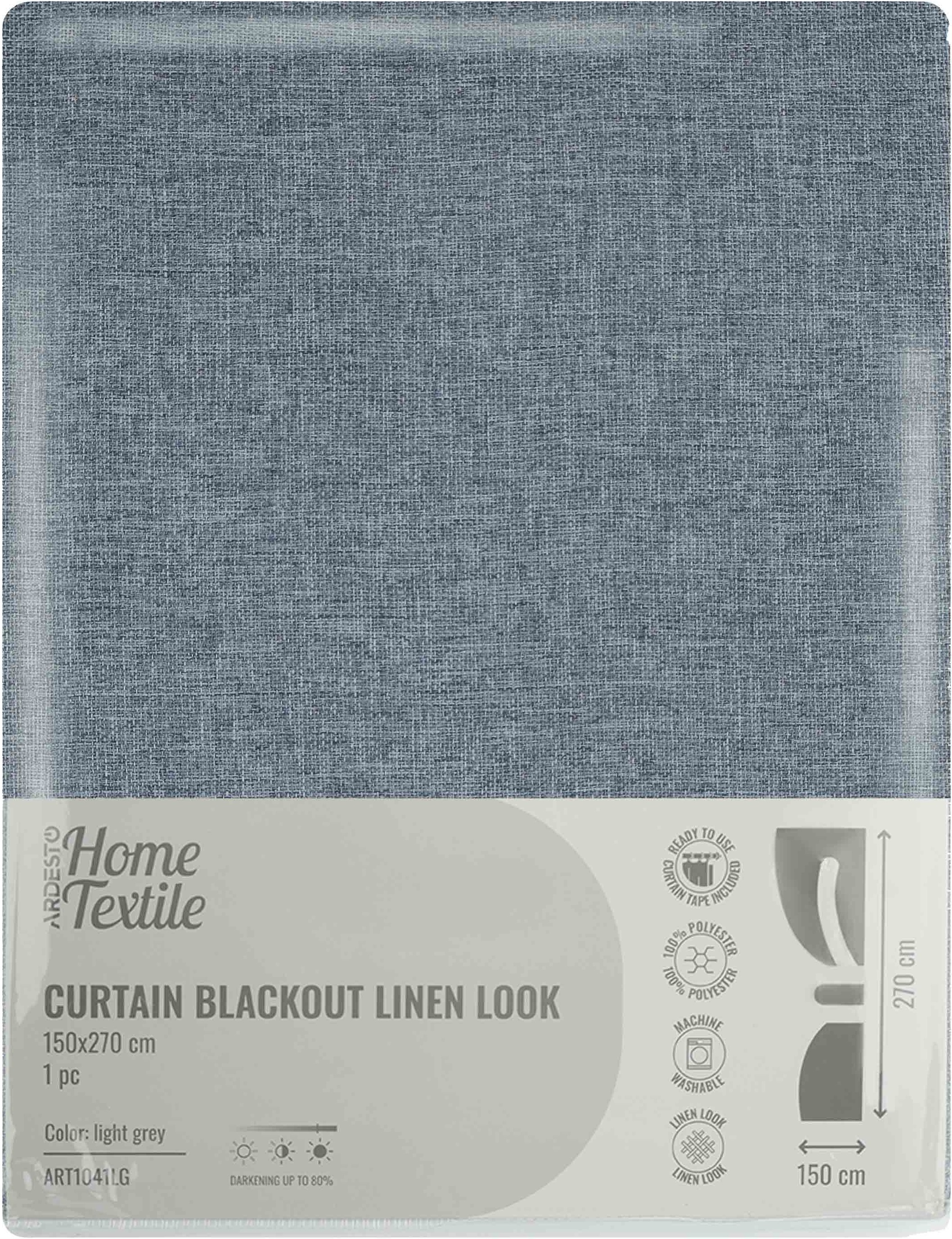 Штора ARDESTO 150х270см, блекаут рогожка, 100% полиэстер, серый светлый (ART1041LG) фото 6