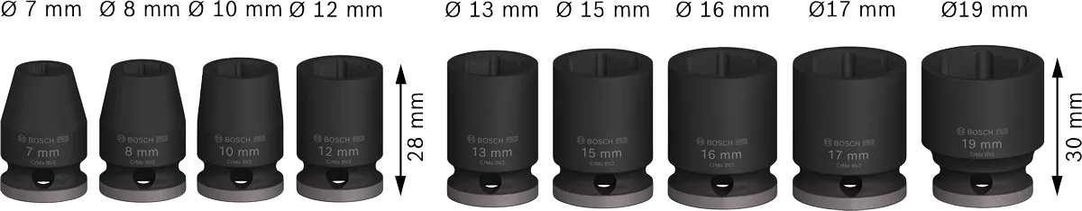 Набор торцевых головок Bosch Professional Standart 9шт 3/8" (2.608.003.036) фото 3