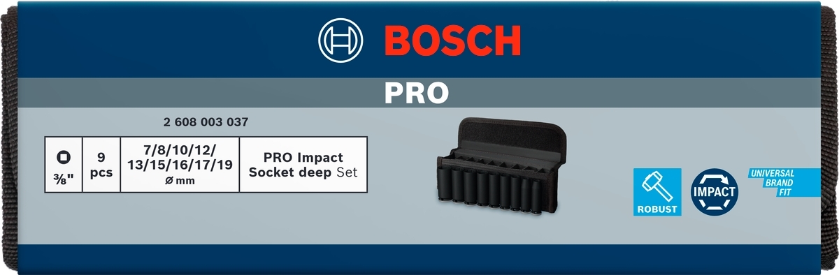 Набор торцевых головок Bosch Professional Deep 9шт 3/8" (2.608.003.037) фото 2