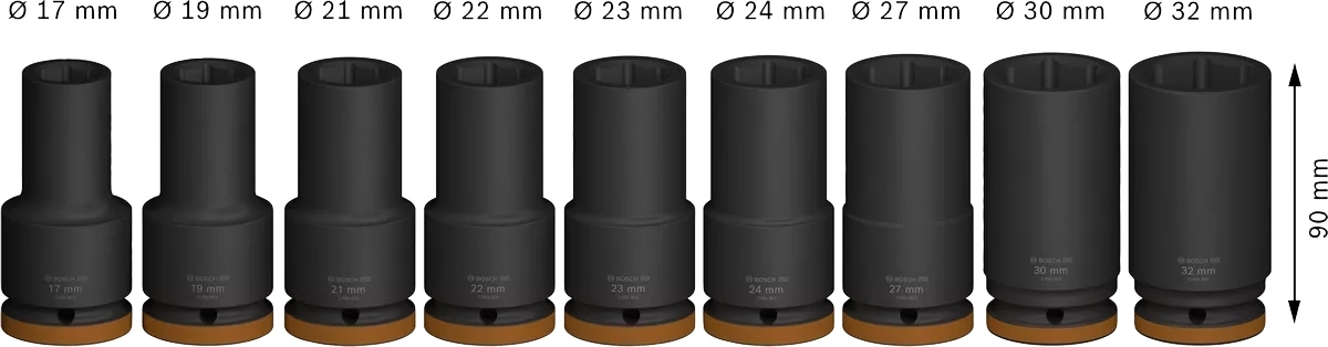 Набор торцевых головок Bosch Professional Deep 9шт 3/4" (2.608.003.042) фото 3