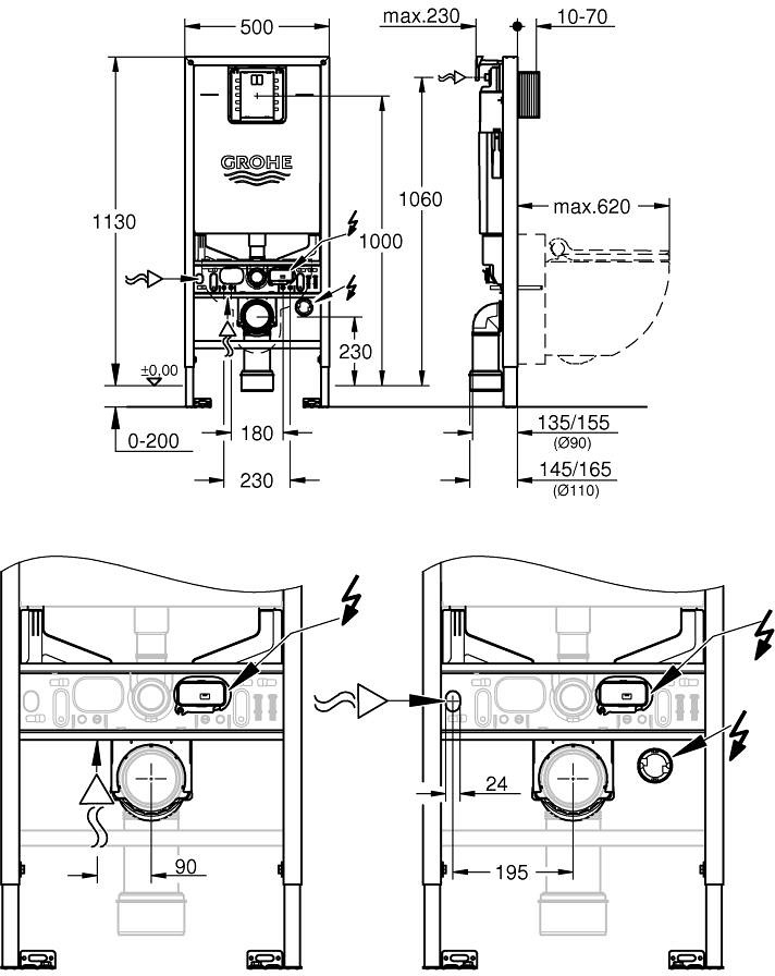 Комплект Grohe Rapid SLX унитаз/биде со скрытым монтажом 4 в 1 (36509SH0) фото 2