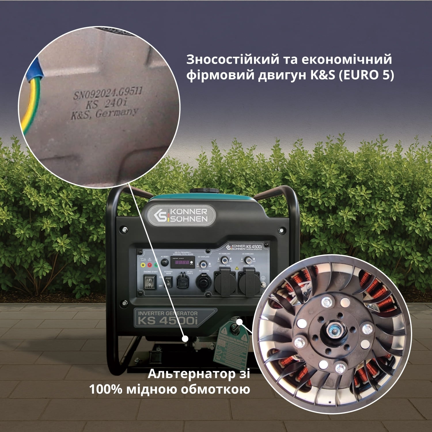 Генератор бензиновий інверторний Konner&amp;Sohnen KS 4500i, 230В, 4.5кВт (KS4500I)фото