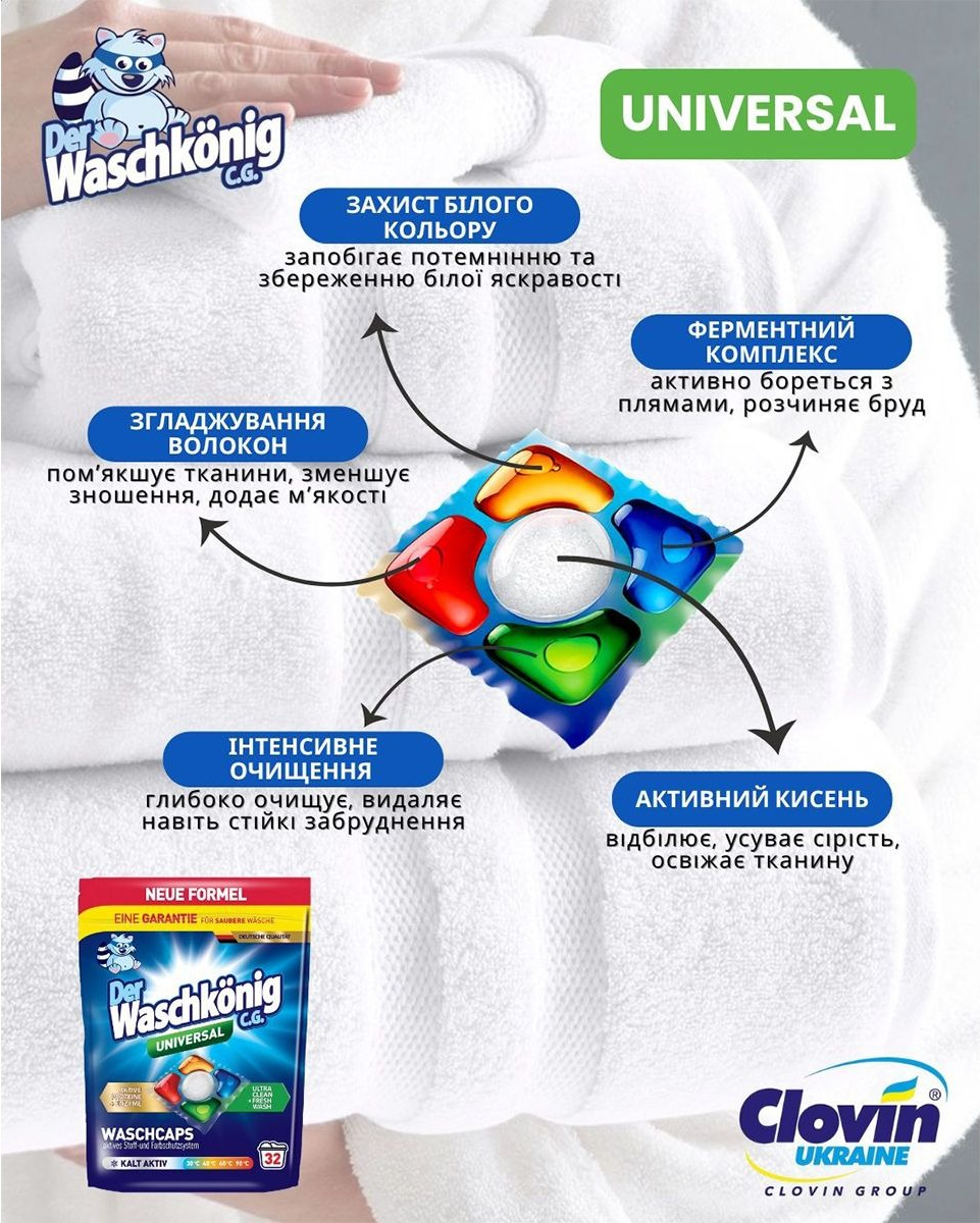 Капсулы для стирки Waschkonig Universal 32 шт фото