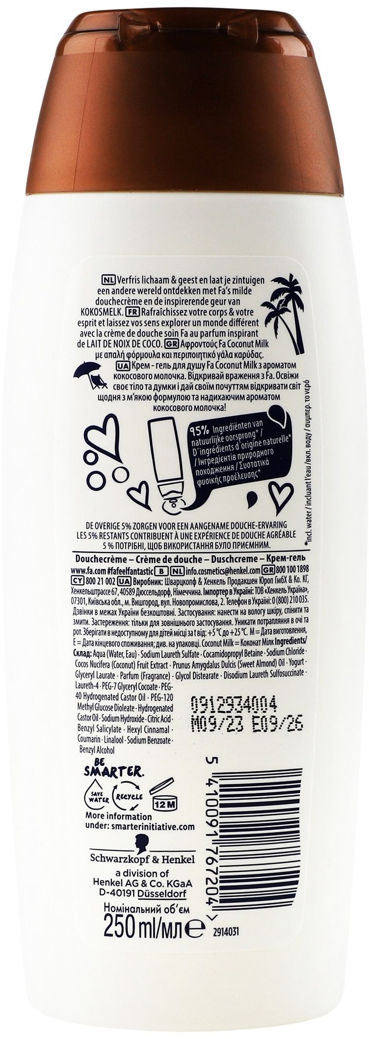 Гель для душу Fa Coconut Milk 250 млфото3