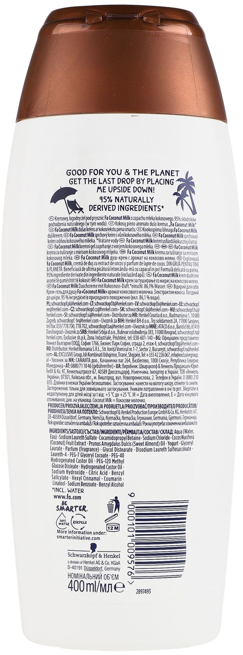 Гель для душа Fa Coconut Milk с ароматом кокосового молока 400 мл фото 3