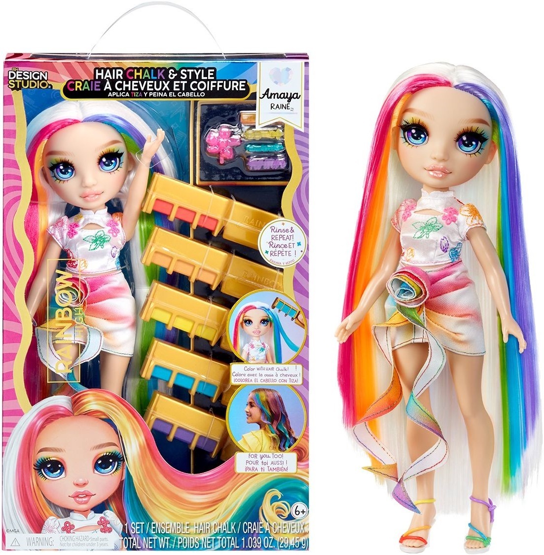Игровой набор с куклой Rainbow High серии "Мел для волос и стиль" – Амая (526780) фото 