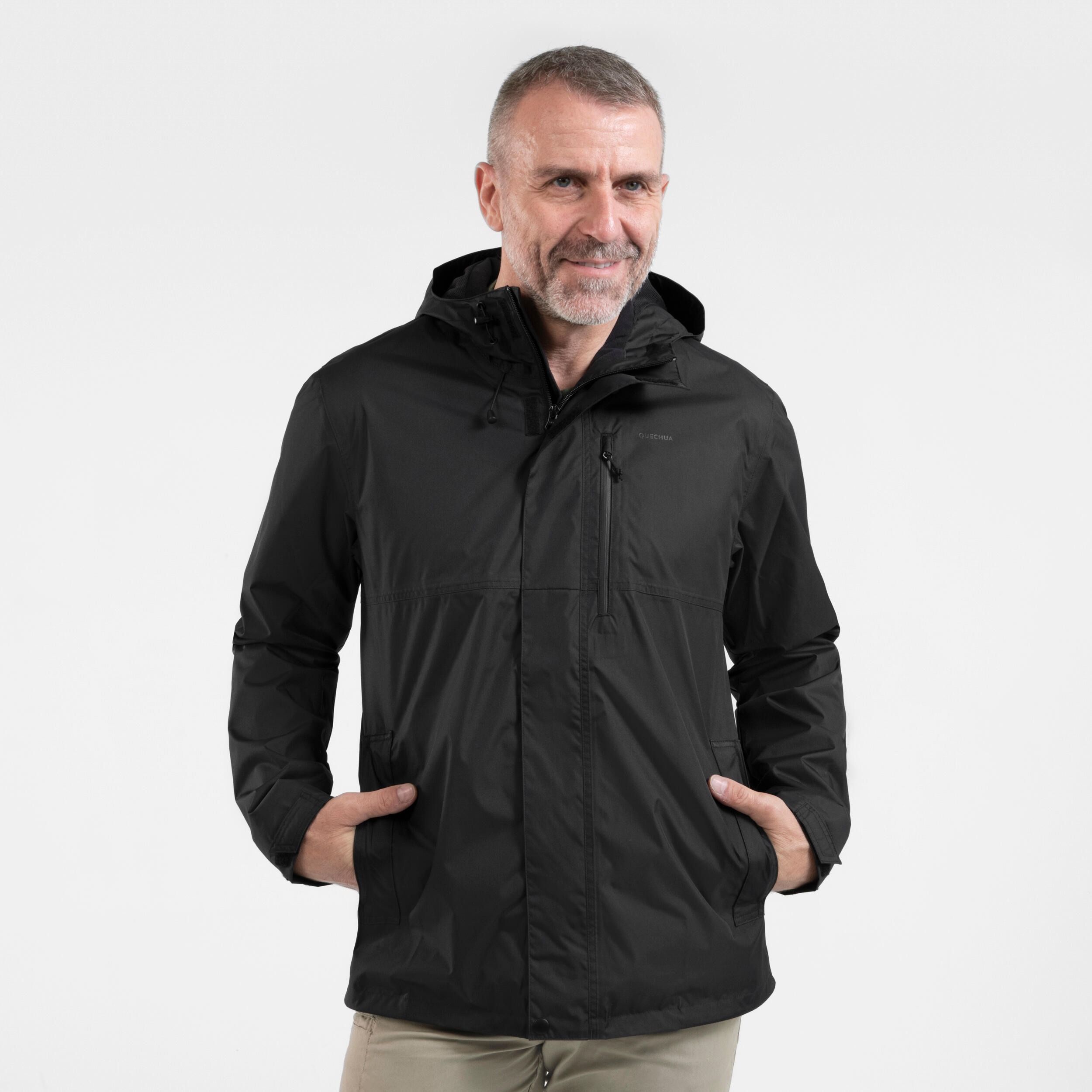 Дождевик мужской Quechua NH500 8796550 L/W34 L32 черный фото 