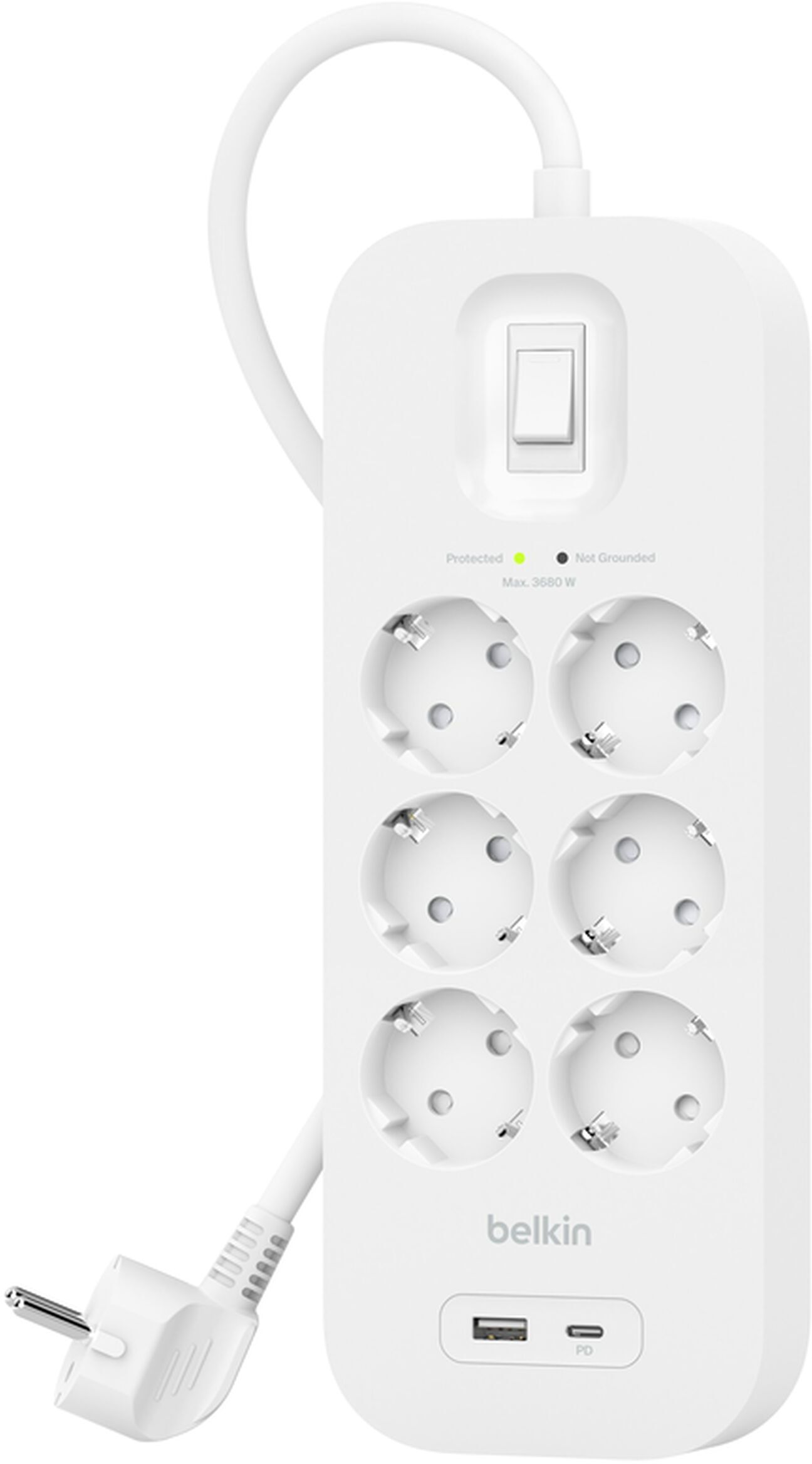 Мережевий фільтр Belkin 6хТип F, 3x1.5мм кв, 16А, USB-A/USB-C 18Вт, 2м (SRB002vf2M-V2)фото2
