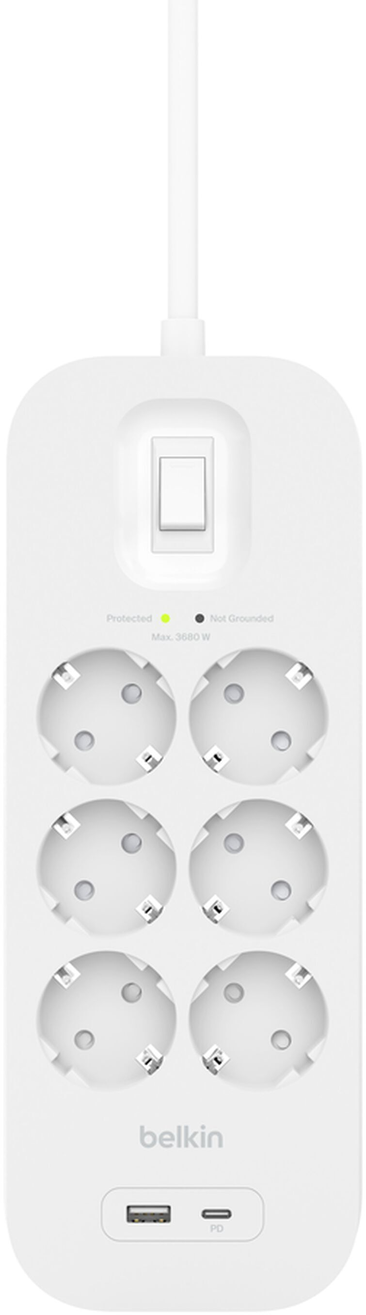 Мережевий фільтр Belkin 6хТип F, 3x1.5мм кв, 16А, USB-A/USB-C 18Вт, 2м (SRB002vf2M-V2)фото3