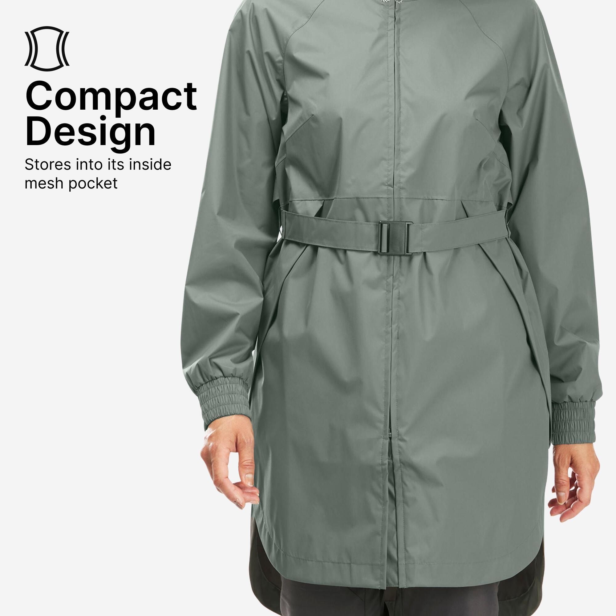 Дощовик жіночий Quechua Raincut Long водонепроникний 8589389 2XL зеленийфото