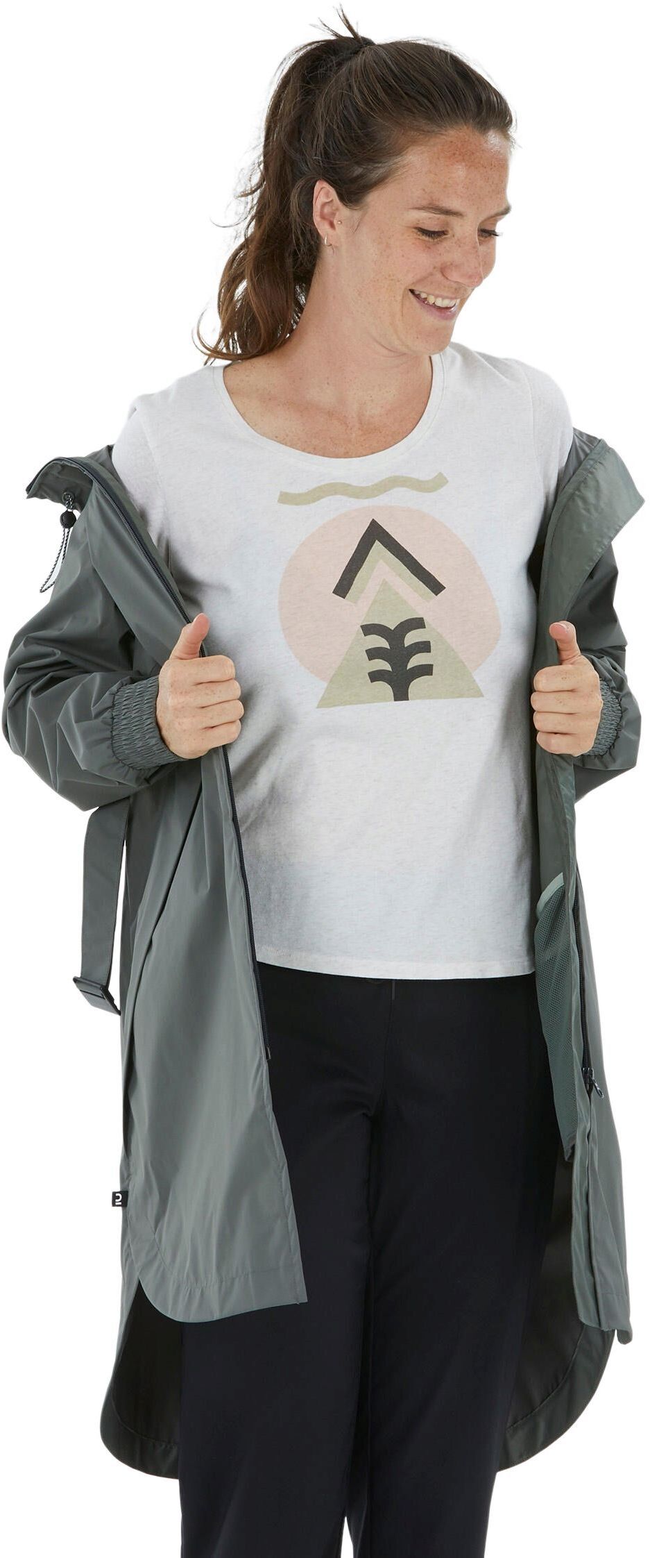 Дощовик жіночий Quechua Raincut Long водонепроникний 8589389 XXS зеленийфото