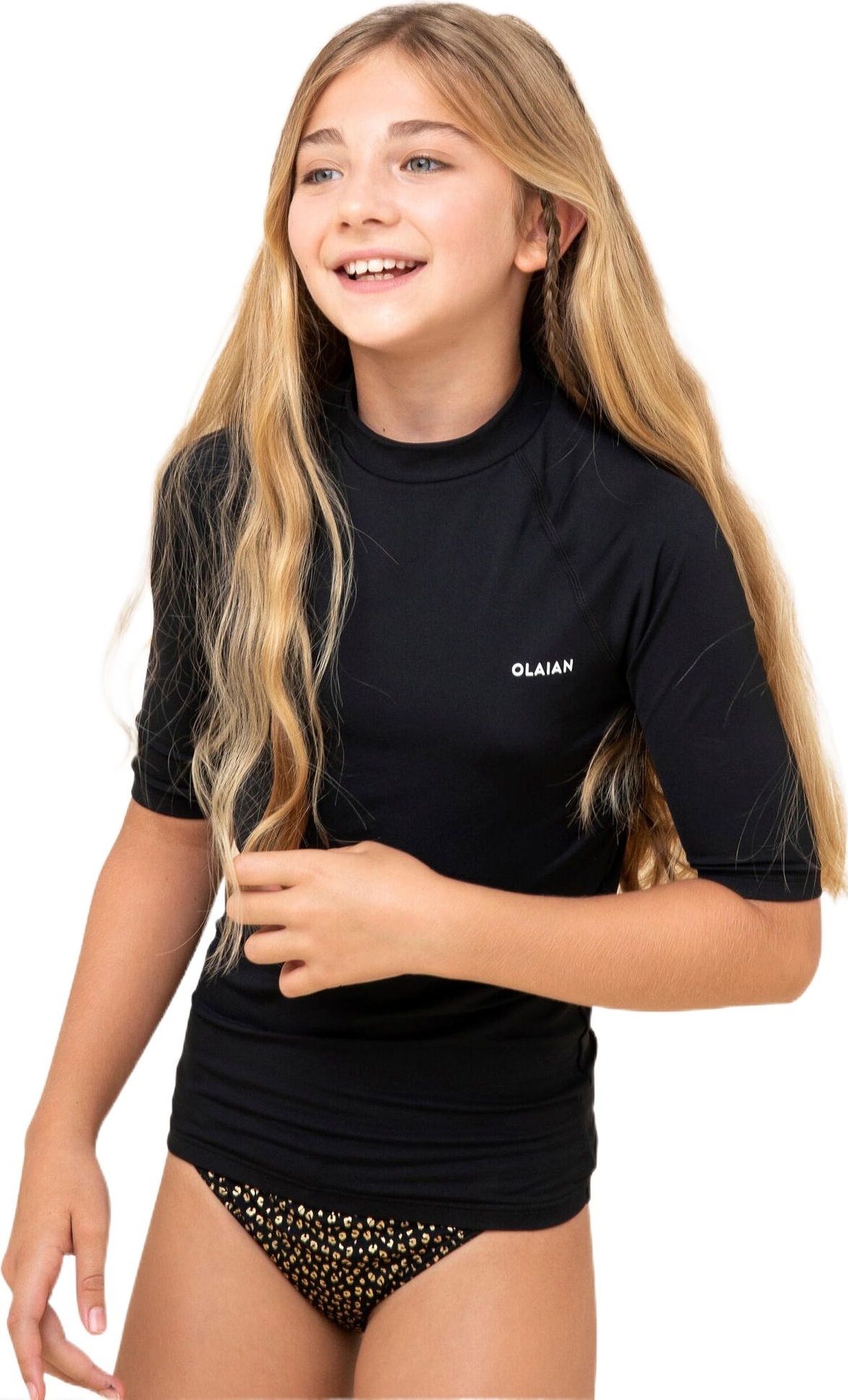 Футболка дитяча сонцезахисна Olaian 8603043 14-15 р (161-172 см) чорнафото