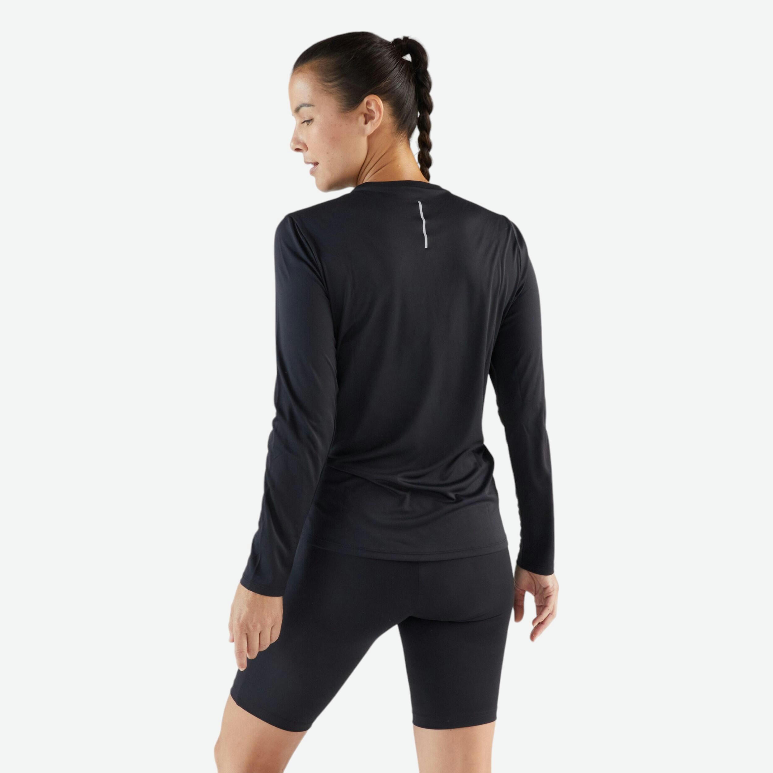 Лонгслів жіночий для бігу Kalenji Run Sun Protect 8380664 34 чорнийфото
