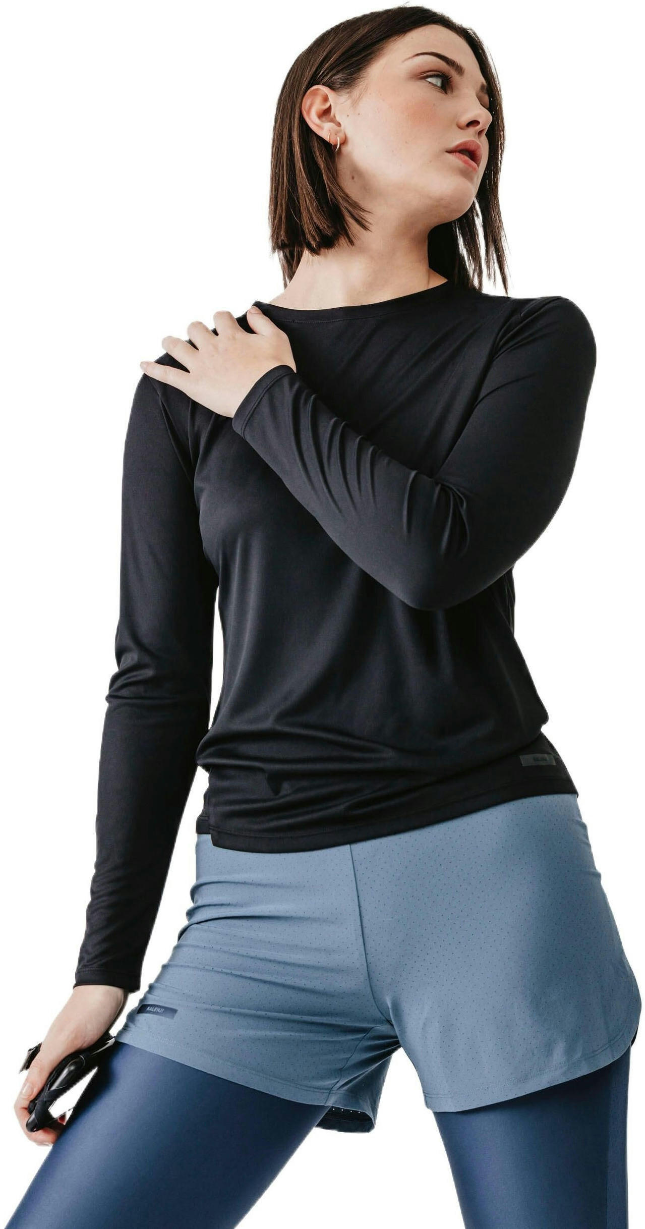 Лонгслів жіночий для бігу Kalenji Run Sun Protect 8380664 34 чорнийфото