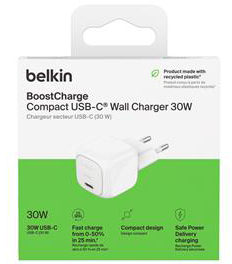 Сетевое зарядное устройство Belkin 30Вт USB-C PD PPS, White (WCA008KQWH) фото