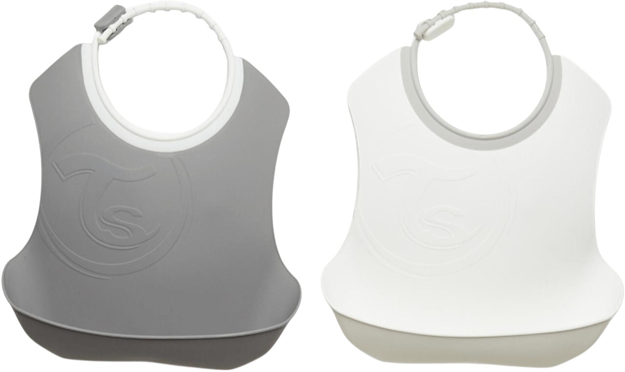 Комплект нагрудників Twistshake Pastel Grey/ White (2шт) 4+ міс (78597)фото2