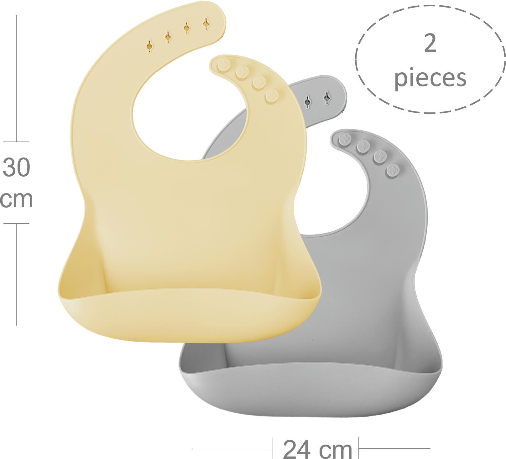 Нагрудник силіконовий 100% MinikOiOi BASICS Mellow Yellow / Powder Grey, 2шт (101020065)фото2