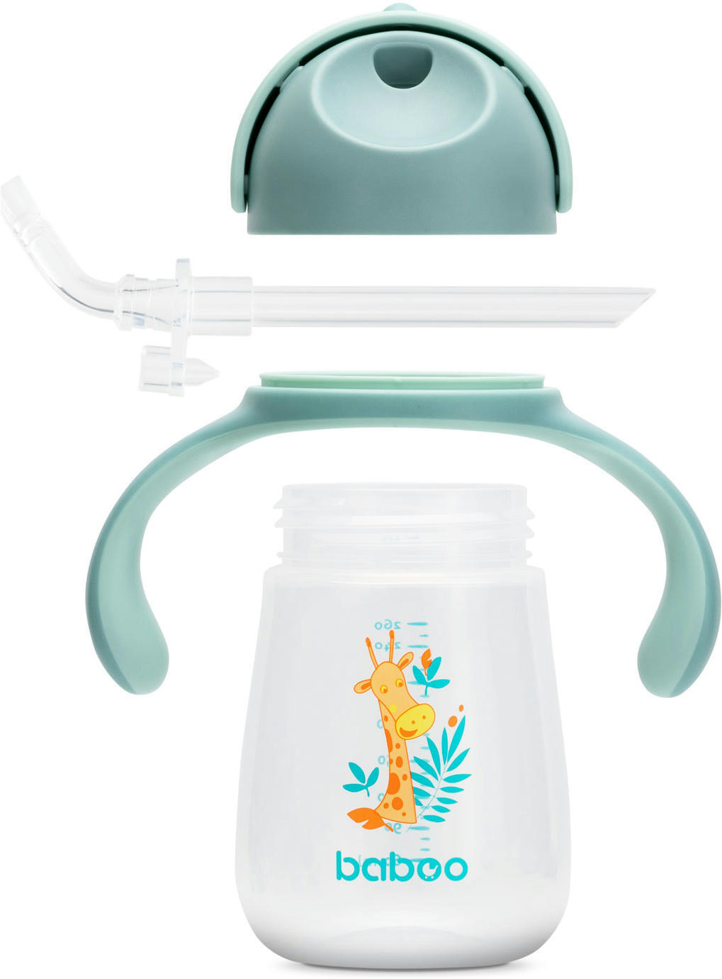 Чашка непроливайка BABOO с силиконовой соломинкой, 260мл, Safari, зеленая, 9+ мес (8-122) фото 4