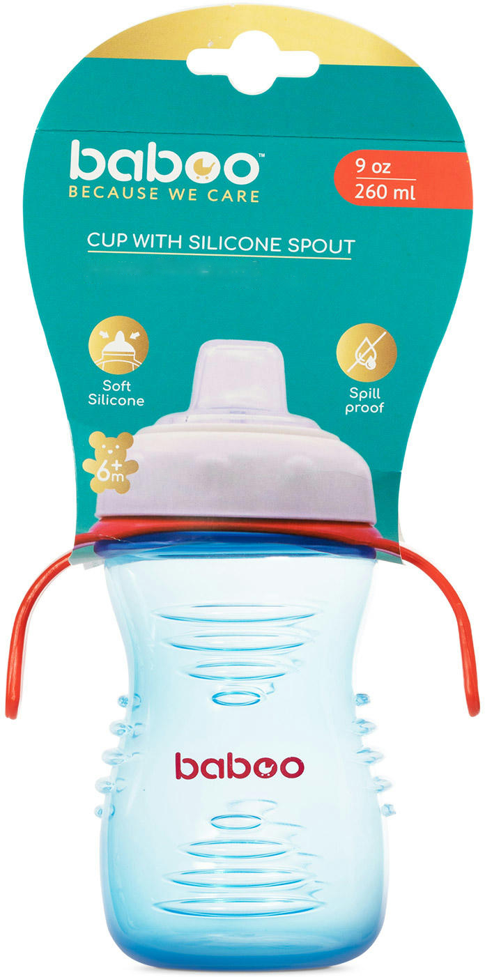 Чашка непроливайка BABOO із силіконовим носиком, 260 мл, синя, 6+ міс (8-125)фото