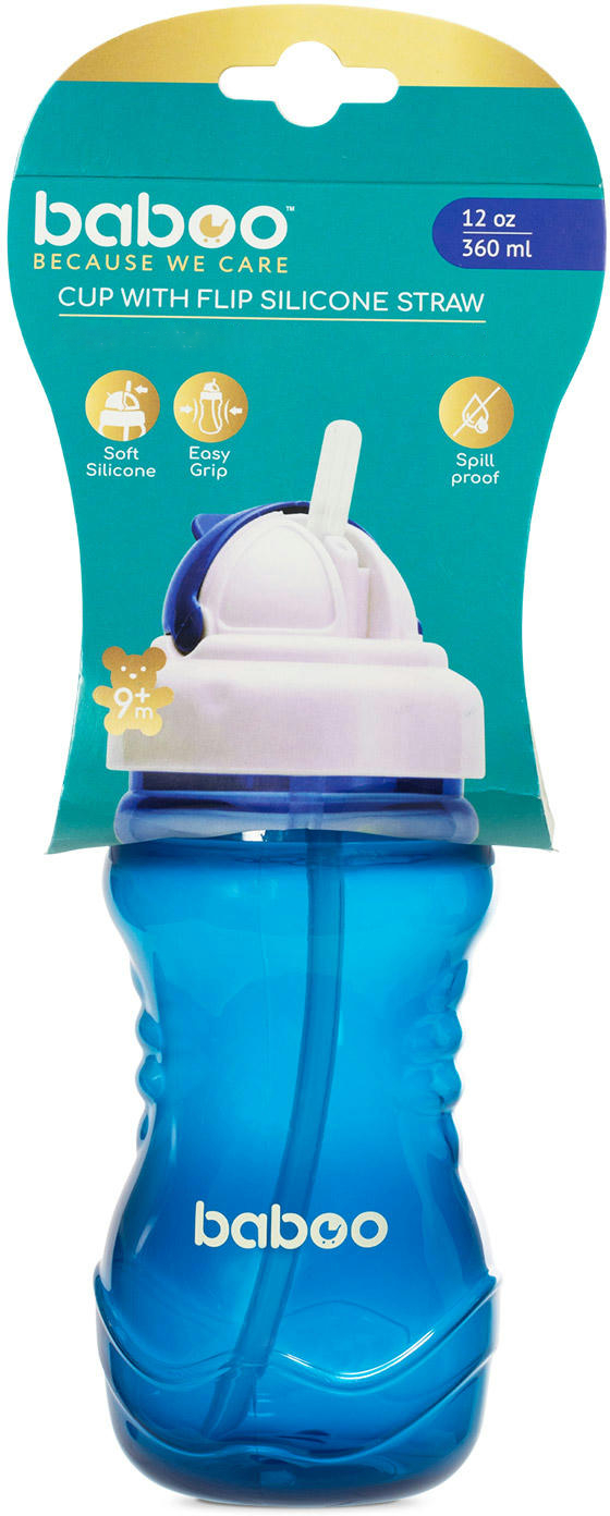 Чашка непроливайка BABOO із силіконовою соломинкою, 360мл, синя, 9+ міс (8-129)фото5