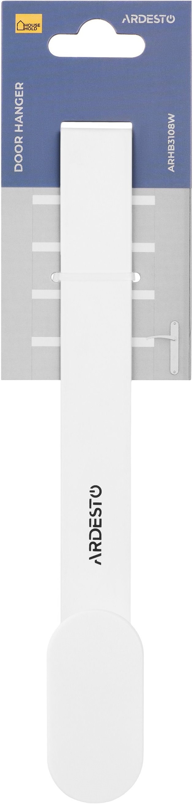 Дверний вішак на 1 гачок ARDESTO Minimalism 3x3x20см, метал, пластик, білий (ARHB3108W)фото
