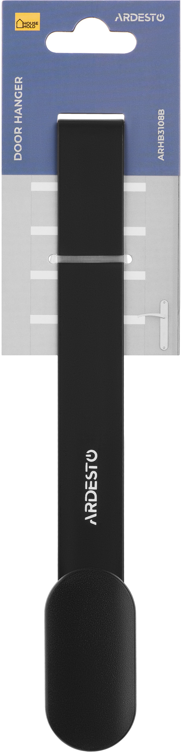 Дверний вішак на 1 гачок ARDESTO Minimalism 3x3x20см, метал, пластик, чорний (ARHB3108B)фото