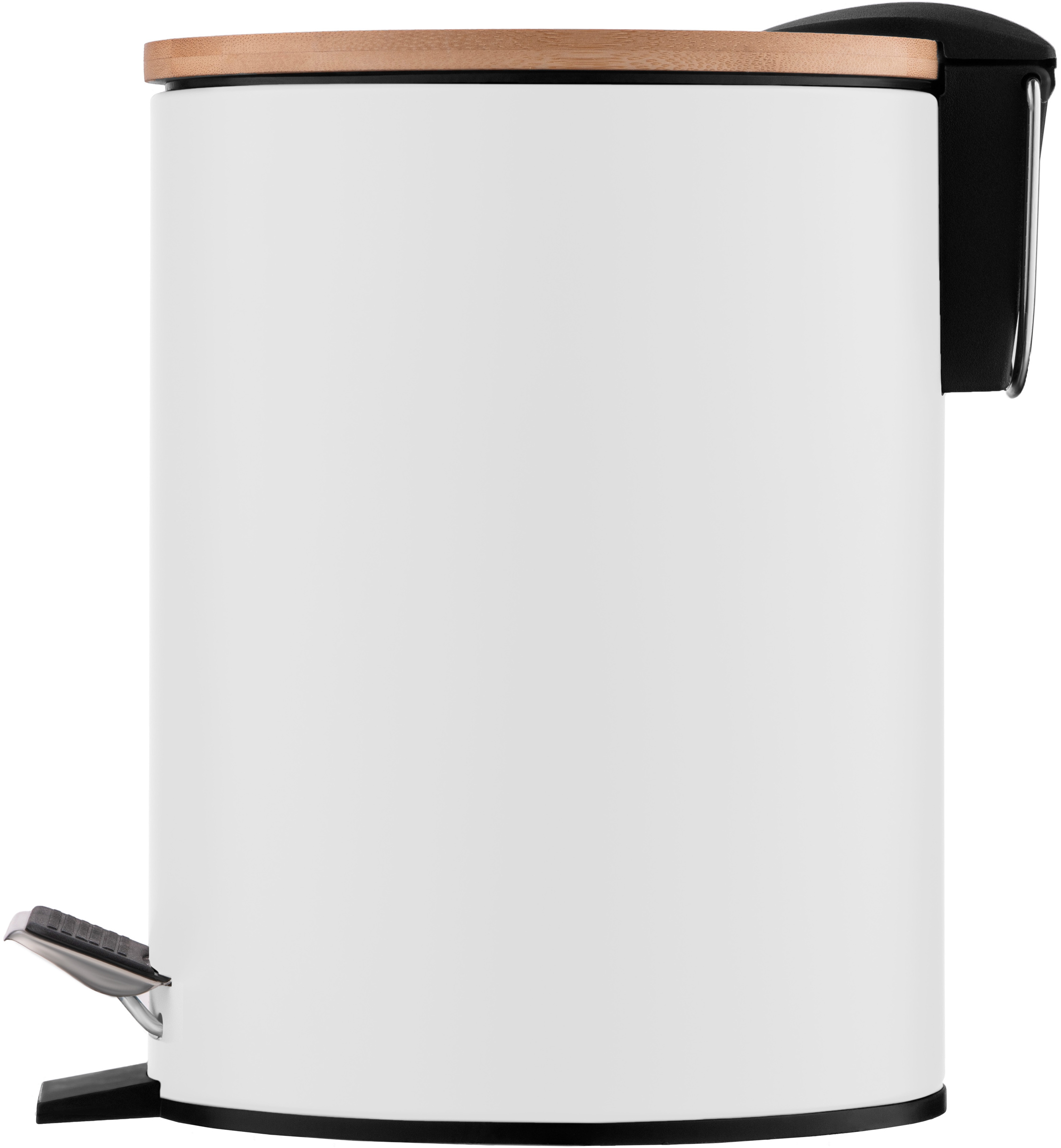 Ведро для мусора ARDESTO Minimalism с педалью, 3л, металл, пластик, бамбук, белый (ARHB3601WB) фото 3